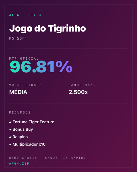 Ficha do catálogo de Jogo do Tigrinho: dados exibidos para consulta